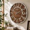 K&L Wall Art Grande orologio da parete vintage industriale stile country, orologio da parete in legno e metallo senza ticchettio, orologio silenzioso (Farmhouse Silver, Ø 50 cm)