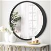 JJUUYOU Specchio da parete rotondo nero circolare per bagno, specchio di cortesia per parete, cornice in metallo, specchio per il trucco per ingresso, soggiorno, camera da letto, dormitorio decorativo