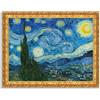 LuxHomeDecor Vincent van Gogh - Notte stellata - Quadro stampa su tela effetto dipinto con cornice in legno oro classico - 80x60 cm