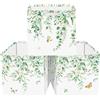 Clastyle Set di 3 Cubi Portaoggetti Ripiegabili Donne Foglia Kallax Contenitori Pieghevole per Scaffale Scatole Portaoggetti Genitore per Libro Giochi, Eucalipto, 30x30x30 cm