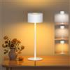 Wixwarmi Lampada da tavolo senza fili a batteria, dimmerabile, piccola, completamente in metallo, 3 temperature di colore, lampada da comodino wireless USB-C IP54, altezza 26 cm, per esterni, comodino