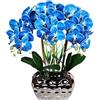 BEALIFE Grande Orchidea Artificiale Bonsai con Vaso Realistico Phalaenopsis Piante finte Orchidee Tavolo Soggiorno casa Matrimonio, Blu