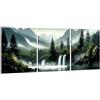Mocrop Tela artistica da parete, 3 pezzi, motivo: cascata, 40 x 30 cm | Poster moderno con paesaggio naturale e montagna, decorazione da parete per soggiorno, corridoio, camera da letto, ufficio