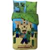 anemone Parure da letto Minecraft in cotone, 140 x 200 cm, copripiumino + 1 federa 63 x 63 cm, 100% merchandise ufficiale (C)