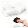 PENRUNKA Cuscino Memory Foam con Federa Sfoderabile e Lavabile, Cuscino Ergonomico Cervicale Design Ortopedico Doppia Altezza, Cuscini Regolabile per Sostegno Collo per Dormire Laterali, Supini e Proni