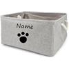 yky Cesto portaoggetti per animali domestici con nome personalizzato, cestino per giocattoli per cani, scatola portaoggetti pieghevole per cani, organizer per giocattoli per cani (grigio, zampa piccola,