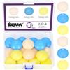 Swpeet Set di 18 candele galleggianti non profumate da 3,8 cm, avorio/giallo/blu, dischetti galleggianti, senza gocciolamento, arrotolati a mano, stoppini in cotone per centrotavola, matrimoni, feste