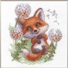 Aine A1022 Volpe Soffione Kit Punto Croce Contato 13 x 15 cm | Aida Zweigart 14 ct bianca, 14 colori cotone Anchor, per Principianti, schema e ago inclusi