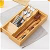 TEGOVE Portaposate da Cassetto in Bambù,Porta Posate Cucina Cassetto Regolabile,Vassoio Portaposate Espandibile da 14 cm a 24 cm,Organizer Cassetti Cucina per Forchette, Coltelli, Cucchiai