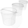 FixedByU 3 secchi con coperchio, 10 l, trasparenti, rotondi, per alimenti, ermetici e stabili, in plastica, con manico per alimenti, prodotti chimici, detersivi, colla