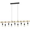 Eglo lampada a sospensione Townshend, plafoniera vintage a 9 punti luce dal | design industrial e retrò, acciaio e legno, nero, marrone, E27, certificazione FSC