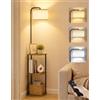 OUTONLIFE Lampada da Terra Angolare con Tavolino, LED 12 W Dimmerabile | 3 Temperature Colore, Regolazione continua della luminosità, Tavolino e comodino per soggiorno, camera da letto e ufficio