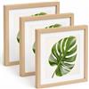 Heimwohl Set di 3 cornici portafoto quadrate in legno, 25 x 25 cm | Cornice in legno con copertura in acrilico infrangibile, cornice 25 x 25 cm senza o 20 x 20 cm con passepartout