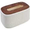 Rieoany Scatola Fazzoletti con Molla Automatica, 21 x 13x 9.5 cm | Scatola Tovaglioli Design Moderno con Riga Verticale, Ideale per Soggiorno Bagno Ufficio, Dispenser Carta Morbido