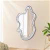Lzuso Specchio asimmetrico con cornice in legno, specchi da parete irregolari, forma unica, montaggio a parete, moderno specchio artistico a forma di nuvola, decorativo, per soggiorno, camera da letto