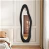 KOOPMAD Specchio da terra, 160 x 50 cm, asimmetrico, grande, da parete con cornice in flanella e supporto, per camera da letto, soggiorno (nero-1)