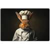 OnlyWow© Set Tovagliette Americane Lavabili 1 Pezzo Tovaglietta Plastica | 45x30 cm - Rettangolare - Antiscivolo per Cucina o Sala da Pranzo Coniglio - Chef - Animale