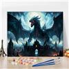 TISHIRON Dipingere con i numeri, per adulti, con drago, dipinta a mano, set di pittura a olio, set da pittura su tela con pennelli, fantasy, animali, decorazione da parete per la casa, 40 x 50 cm