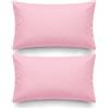 SpazioTessile Coppia Federe Copri Guanciali Tinta Unita 26 Colori 100% Cotone Misura 52x82 (Rosa)