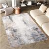 TAPISO Flannel Tappeto Soggiorno Stampato a Macchina Antiscivolo Lavabile Pelo Corto Design Moderno Astratto Sfumature Grigio Panna Sala Camera Salotto Ufficio Oeko-Tex 140 x 200 cm