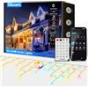 GLOAM Tenda Luminosa Natale da Esterno 40 m, LED Luci Natale Esterno Cascata | Telecomando e App, 17 Modalità, Music Sync, Luci Decorazioni Natalizie per Casa Balcone Finestra, Cambio Colore