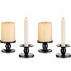 Romadedi Set di 4 candelabri a stelo in metallo nero - candele a stelo vintage per matrimonio, decorazione da tavolo, Natale, soggiorno, corona dell'Avvento