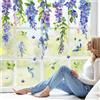 wondever Adesivi per Finestre Fiori Viola Blu Primavera Piante Vetrofanie | Vetrofanie Adesivi Anticollisione, Doppia Faccia Elettrostatici, Adesione Statica, Rimovibile Riutilizzabile, per Vetro Porte