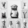 BeiYiHo Stampe Animali Bagno Poster Divertenti Quadro per Toilette WC 40x50 Quadri su Tela Bianco e Nero Foto Animali per Bagno Stampa Lontra Decorativa da Parete Tela Senza cornice