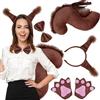 Joygoodta Costume da scoiattolo, include fascia con orecchie di Therian, zampe di Therian, papillon e coda con cinturino elastico, orecchie morbide e set di coda per Natale, Halloween