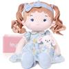 LeyaDoll Bambola Bebè 40 cm con Coniglio, Regalo Natale Bimba 2 Anni | Scatola regalo rosa inclusa, morbida compagna per neonati, viso ricamato, extra morbida e lavabile in lavatrice.