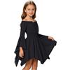 POIUIYQA Costume Rinascimentale Bambina, Vestito Medievale con Corsetto Amovibile, Spalle Scoperte e Maniche a Campana, Abito Elegante con Gonna Asimmetrica per Recita Scolastica, Carnevale, Halloween