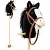 relaxdays Cavallo a bastone con suono, hobby horsing, nero | Con suono, hobby horsing, giocattolo hobby horse per bambini