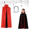 Cutiolly Costume Vampiro Bambini,Mantello Nero Rosso,Costume Halloween con Denti Vampiro,Mantello da Diavolo Unisex Nera Rossa per Feste di Halloween,Carnevale