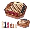 Extguds Set di scacchi in legno per 3 o 4 giocatori, gioco di scacchi, gioco del QI, una scacchiera con posizioni contrassegnate dei pezzi degli scacchi, un regalo per gli appassionati di scacchi
