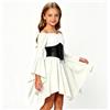POIUIYQA Costume Rinascimentale Bambina, Vestito Medievale con Corsetto Amovibile, Spalle Scoperte e Maniche a Campana, Abito Elegante con Gonna Asimmetrica per Recita Scolastica, Carnevale, Halloween