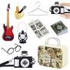 KIKVTER 10 Pezzi Accessori Casa Delle Bambole in Miniatura,Miniature Dollhouse Accessories,Modello per Casa Delle Bambole 1:12,Mini Set Ornamenti con Occhiali Giornali Valigia,Accessorio per Natale Miniatura