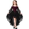 Generico Vestito Halloween Bambina Abito da Strega per Bambina Travestimento | Gotico Vestito Halloween Costume Donna Abiti Maxi con Lacci A-Line di Grandi Dimensioni con Maniche a Farfalla Feste a Tema