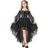 Generico Vestito Halloween Bambina Abito da Strega per Bambina Travestimento | Gotico Vestito Halloween Costume Donna Abiti Maxi con Lacci A-Line di Grandi Dimensioni con Maniche a Farfalla Feste a Tema