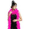 AURALIN Boa di piume rosa rossa 2 m 80 g con copricapo per costumi anni '20 | Fascia nera con paillettes con piuma come complemento alla sciarpa di piume per Carnevale Charleston e feste a tema