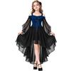 Generico Vestito Halloween Bambina Abito da Strega per Bambina Travestimento | Gotico Vestito Halloween Costume Donna Abiti Maxi con Lacci A-Line di Grandi Dimensioni con Maniche a Farfalla Feste a Tema