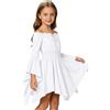 POIUIYQA Costume Rinascimentale Bambina, Vestito Medievale con Corsetto Amovibile, Spalle Scoperte e Maniche a Campana, Abito Elegante con Gonna Asimmetrica per Recita Scolastica, Carnevale, Halloween