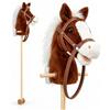 relaxdays Cavallo a bastone con suono, hobby horsing, marrone scuro | con suono, hobby horsing, giocattolo hobby horse per bambini