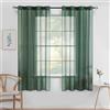 MIULEE Tende Voile Trasparenti Occhielli 2 Pannelli Verde Scuro 140x145cm | Tende per Interni, con Anelli, Moderne Decorazione, per finestre Salotto Soggiorno Camera da Letto, Eleganti Morbide