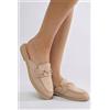 Luigi Mocassini Mule con Fibbia Decorativa - Beige