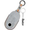 Rondrive Custodia protettiva per chiave auto, in pelle, per Mercedes Classe E S C GLC X254 EQE EQS 300 350 450 500 560 580 2022-2026, 3 pulsanti, grigio chiaro