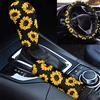 Woisttop Coprivolante per auto con stampa girasoli, in tessuto elasticizzato antiscivolo che assorbe il sudore, per volante da 35,6 a 39,4 cm, con copertura per cambio+copertura per freno a mano