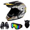 Homkia Casco Motocross Integrale per Adulti con Occhiali, Guanti e Copriviso | Set motocross completo e versatile con casco integrale, occhiali, guanti e copriviso coordinati per attività off-road.