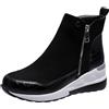 ANUFER Donna 5.5cm Tacco a Zeppa Finta Scamosciata Stivaletti | Doppia Cerniera Laterale, Scarpe da Allenamento, Fodera Calda e Soffice, Scarpe da Cammino Invernali