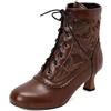 Generisch Stivali vintage da donna stile vittoriano, stile vintage anni '70, con tacco medio, stivaletti in stile granny rinascimentale, stivaletti autunno/inverno