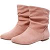 Generic Stivaletti da donna con gambo increspato, super morbidi | Stivali da cowboy da donna, con tacco basso, in pelliccia, invernali, con suola morbida